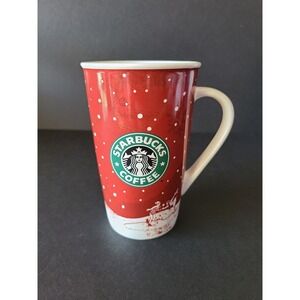 NEW! 2007 Starbucks Holiday Christmas with Ice Skaters Snow Mug 16 oz